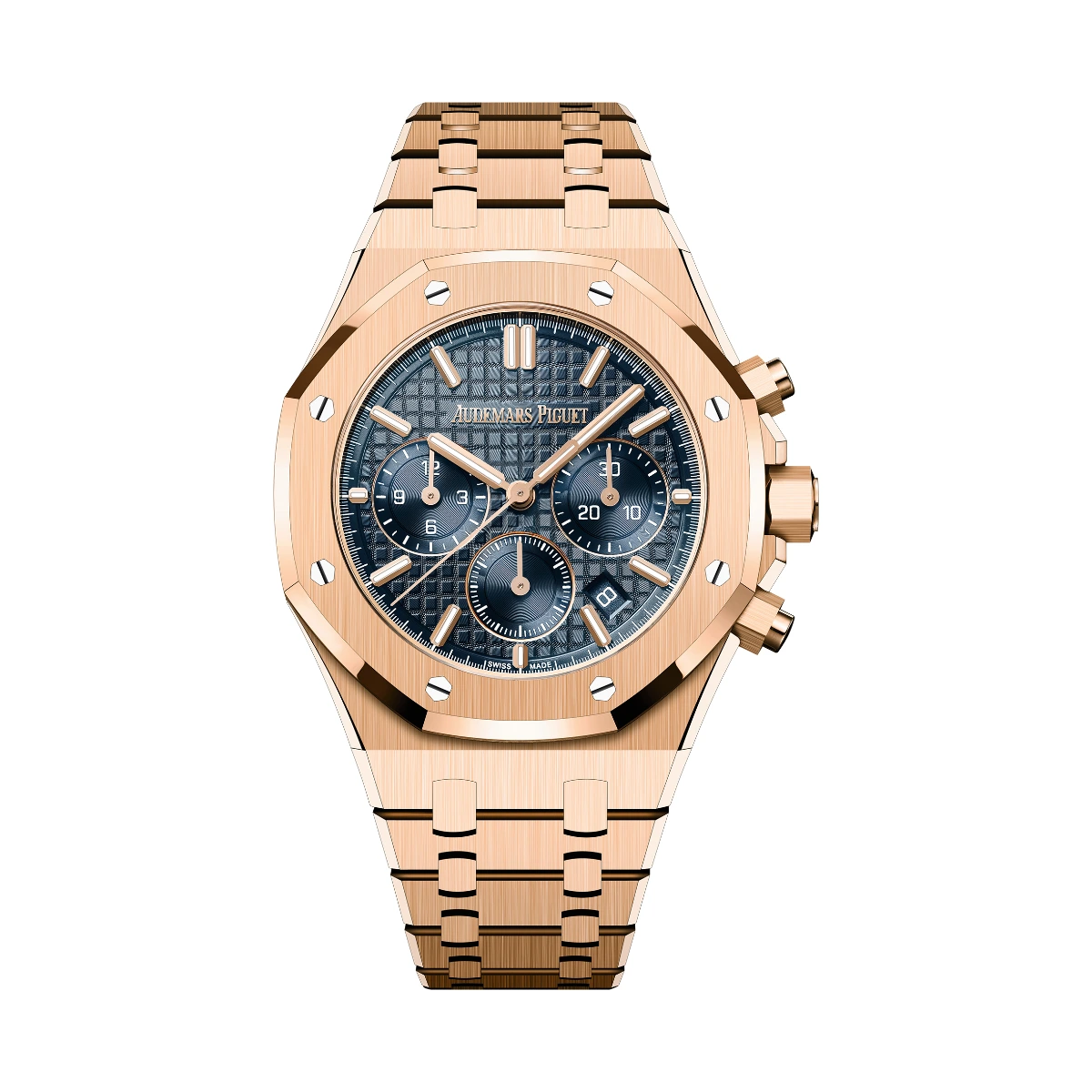 Audemars Piguet Royal Oak Chronograph 38 Rose Gold Blue Dial, Ref. 26715OR – pre-owned at Ilan Watches Dubai