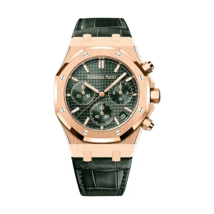 Audemars Piguet Royal Oak Chronograph 41 Rose Gold Green Dial Alligator Strap