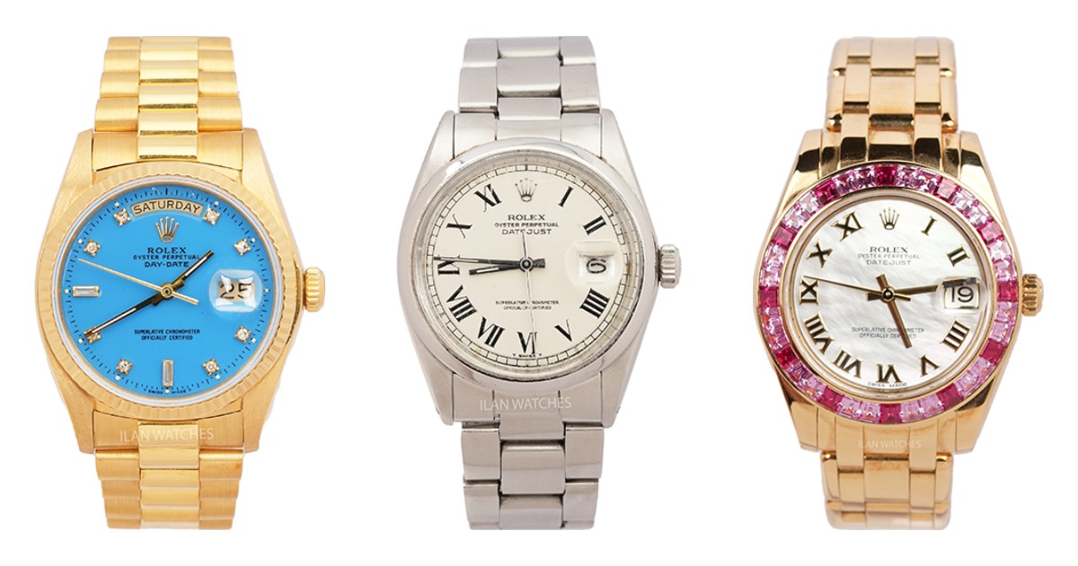 Dress watches: Rolex Day-Date, Datejust and Pearlmaster