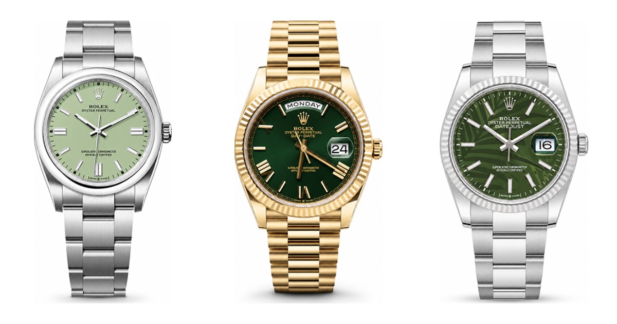 Luxury watch trends 2026: Rolex Oyster Perpetual, Day-Date and Datejust with colour dials
