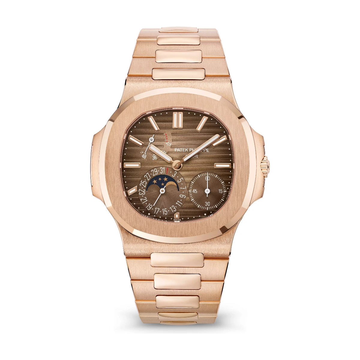 Patek Philippe Nautilus 5712/1R Rose Gold Moon Phase Bracelet, Ref. 5712/1R-001 – unworn at Ilan Watches Dubai