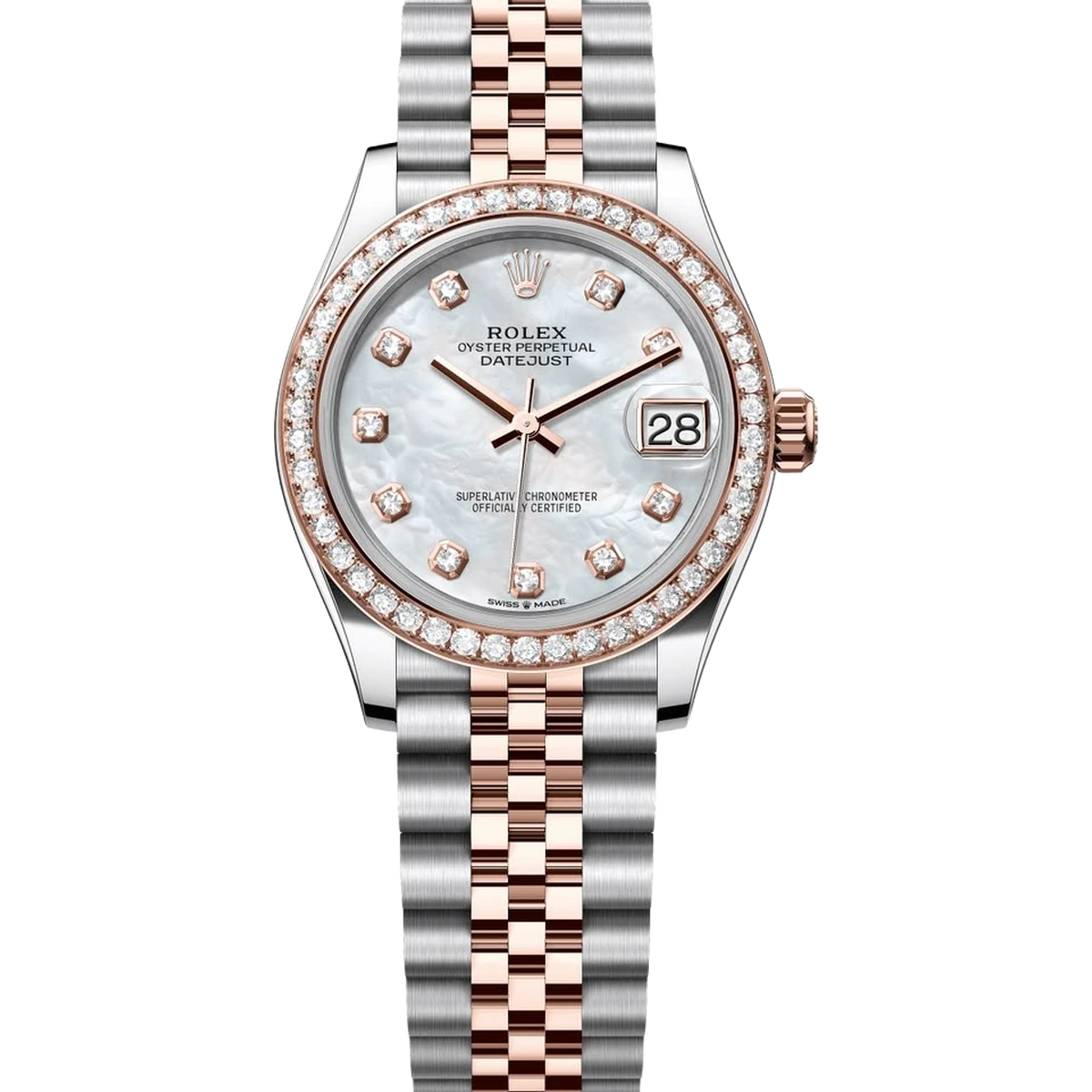 Rolex Datejust 31 Steel & Everose Gold MOP Dial Diamond Bezel, Ref. 278381RBR – unworn at Ilan Watches Dubai