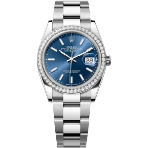 Rolex Datejust 36 Blue Dial Diamond Bezel Oyster