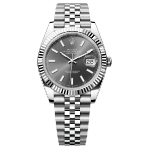 Rolex Datejust 41 Grey Dial Fluted Bezel Jubilee