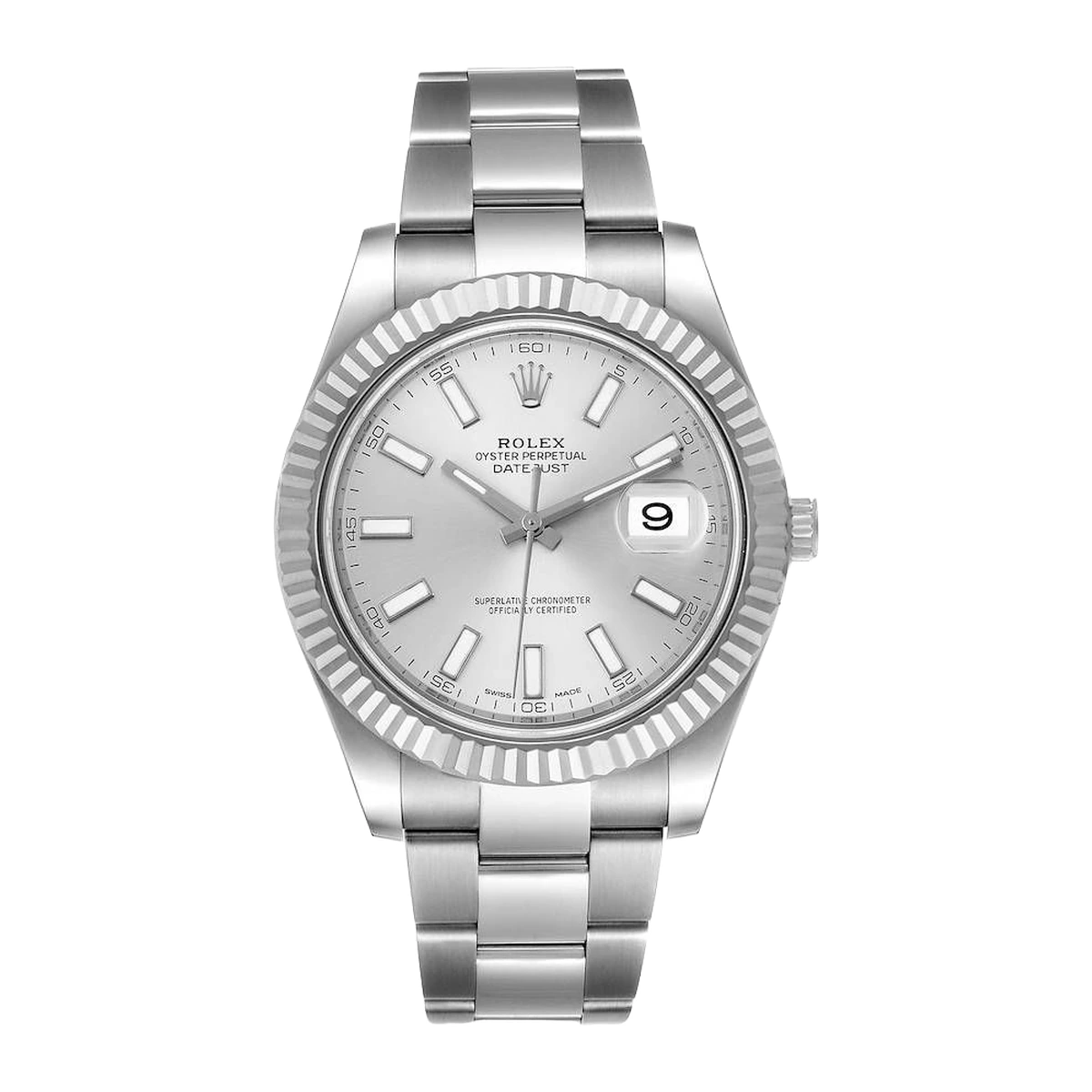 Rolex Datejust 41 Silver Dial Fluted Bezel Oyster, Ref. 116334 – pre-owned at Ilan Watches Dubai