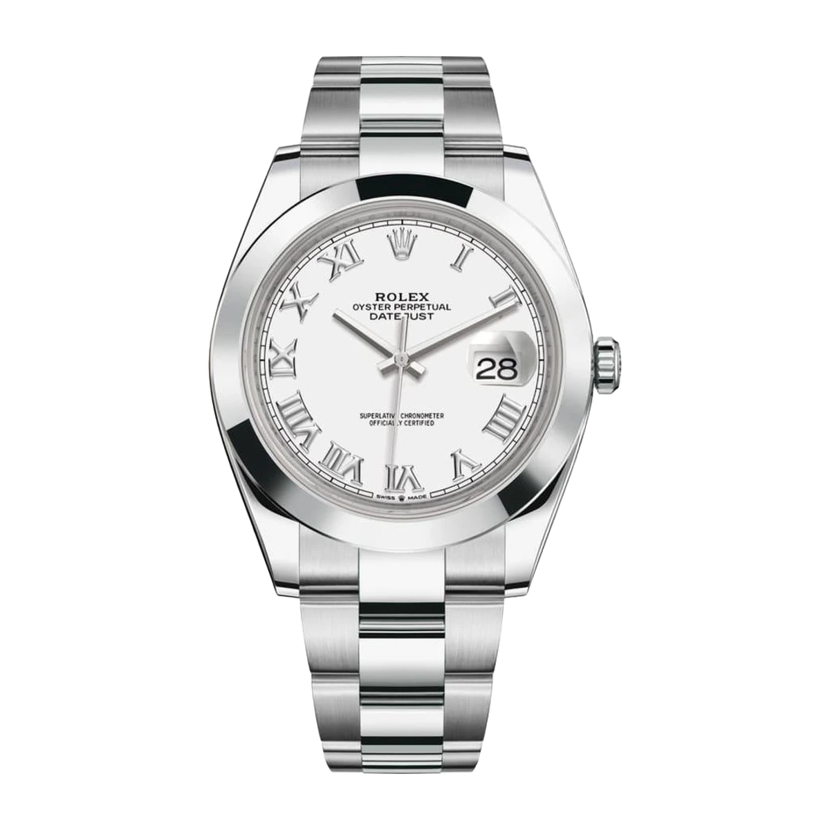 Rolex Datejust 41 White Roman Dial Smooth Bezel, Ref. 126300 – unworn at Ilan Watches Dubai