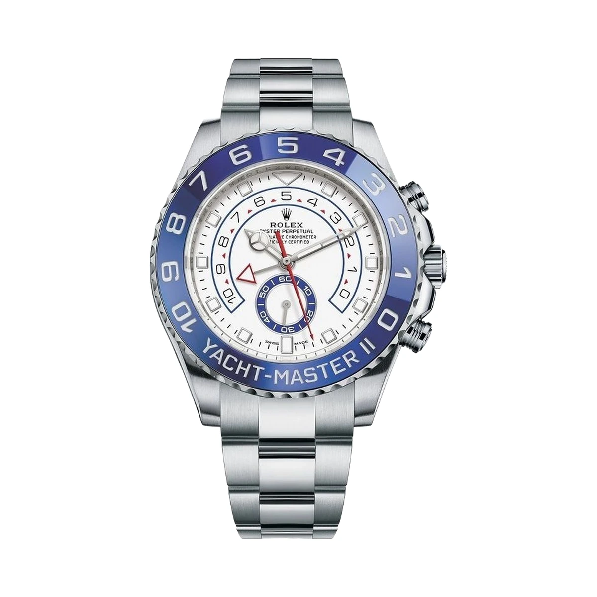 Rolex Yacht-Master II 44 White Dial Blue Bezel, Ref. 116680 – pre-owned at Ilan Watches Dubai